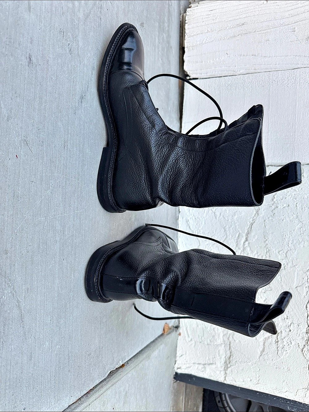 Inch squared Black Lace-Up Ankle Boots